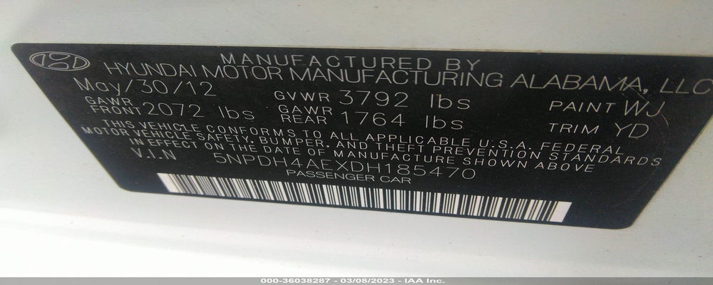 5NPDH4AEXDH185470 2013 HYUNDAI ELANTRA photo no. 9