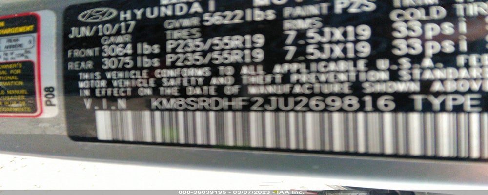 KM8SRDHF2JU269816 2018 HYUNDAI SANTA FE photo no. 9