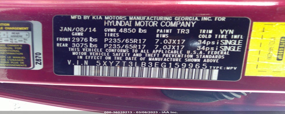 5XYZT3LB3EG159965 2014 HYUNDAI SANTA FE SPORT photo no. 9