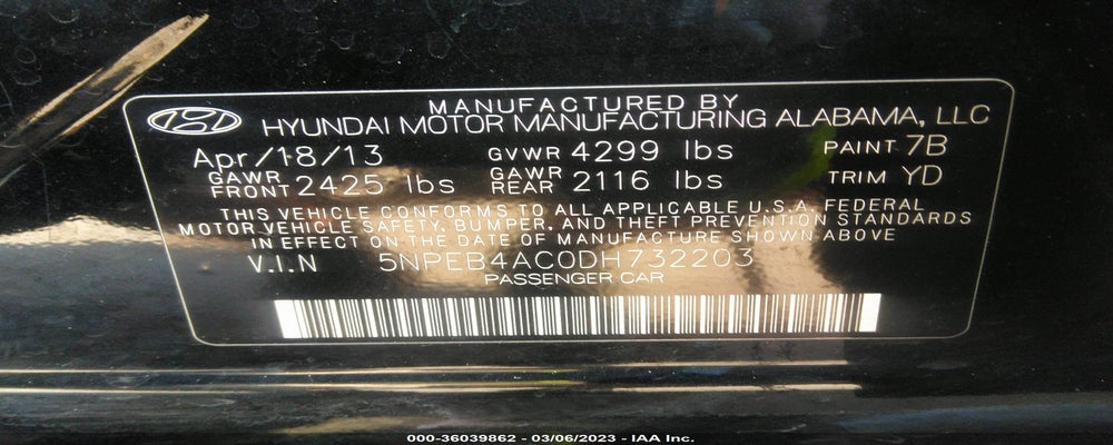 5NPEB4AC0DH732203 2013 HYUNDAI SONATA photo no. 9