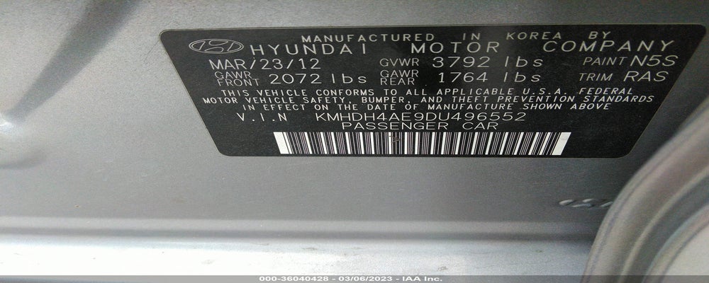 KMHDH4AE9DU496552 2013 HYUNDAI ELANTRA photo no. 9