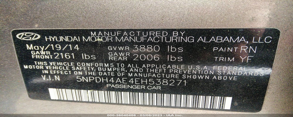 5NPDH4AE4EH538271 2014 HYUNDAI ELANTRA photo no. 9