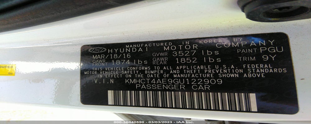 KMHCT4AE9GU122909 2016 HYUNDAI ACCENT photo no. 9
