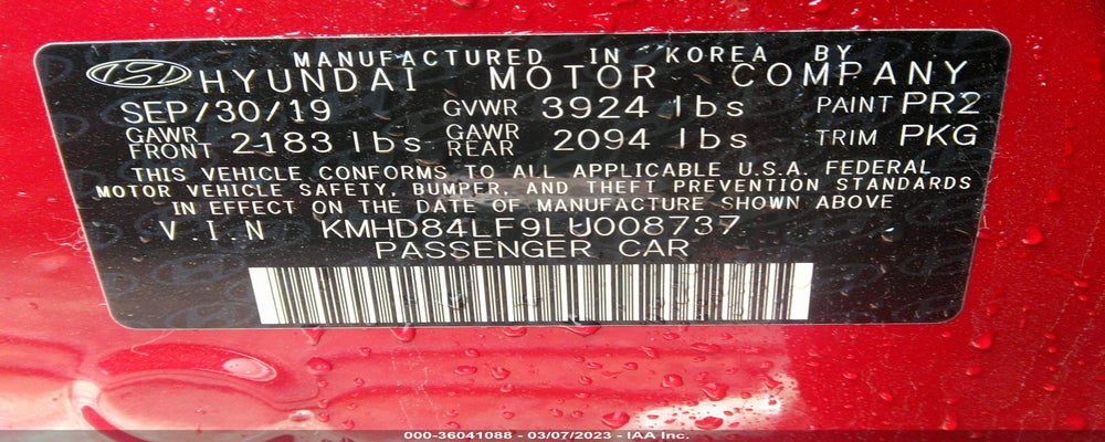 KMHD84LF9LU008737 2020 HYUNDAI ELANTRA photo no. 9
