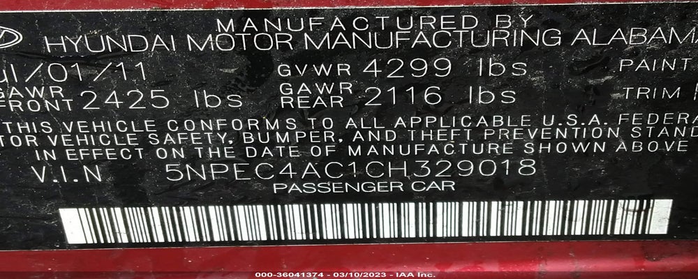 5NPEC4AC1CH329018 2012 HYUNDAI SONATA photo no. 9