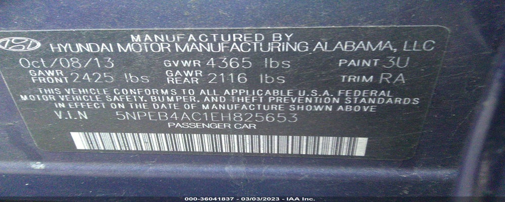 5NPEB4AC1EH825653 2014 HYUNDAI SONATA photo no. 9