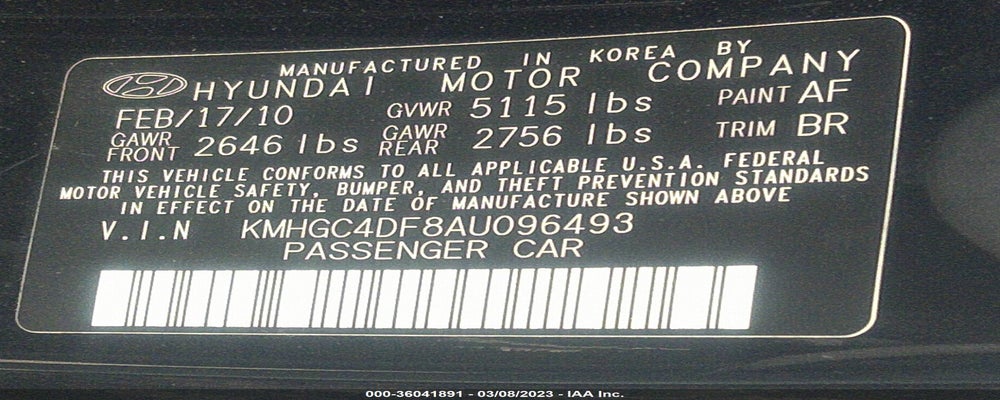 KMHGC4DF8AU096493 2010 HYUNDAI GENESIS photo no. 9
