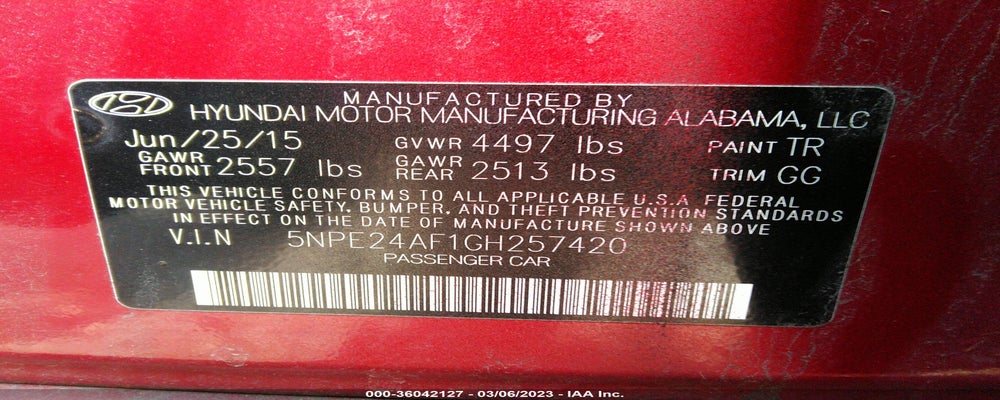 5NPE24AF1GH257420 2016 HYUNDAI SONATA photo no. 9