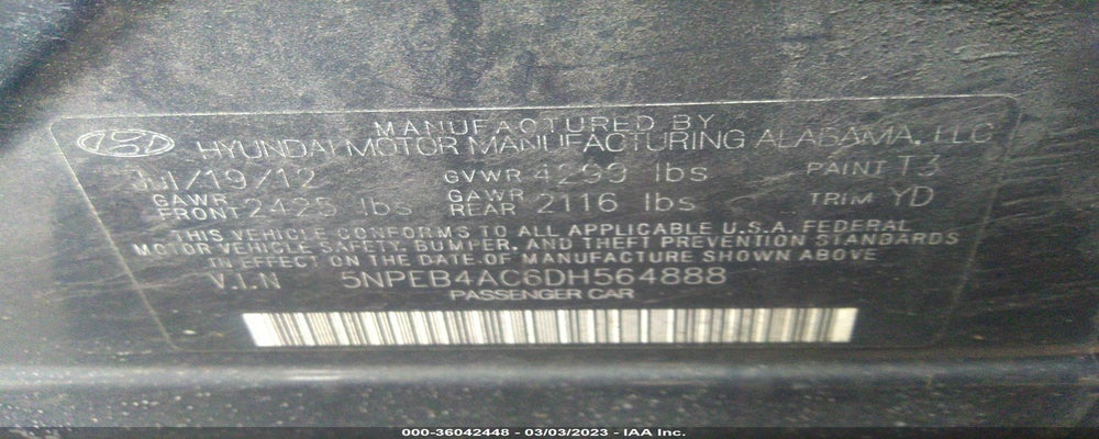 5NPEB4AC6DH564888 2013 HYUNDAI SONATA photo no. 9