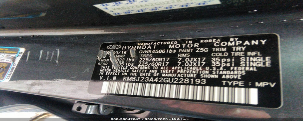 KM8J23A42GU228193 2016 HYUNDAI TUCSON photo no. 9