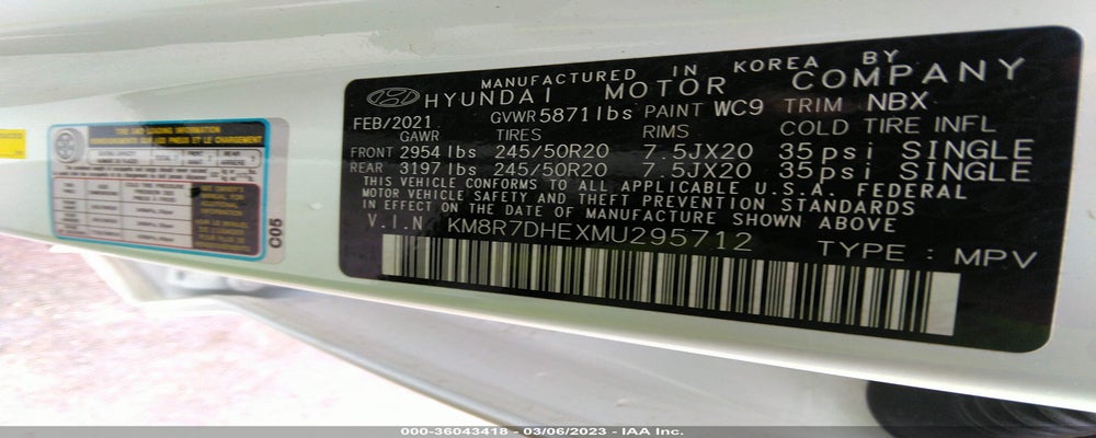 KM8R7DHEXMU295712 2021 HYUNDAI PALISADE photo no. 9