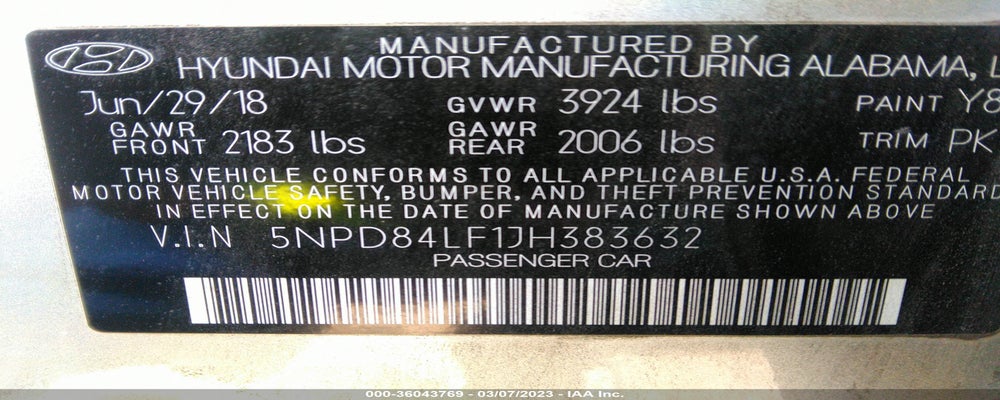 5NPD84LF1JH383632 2018 HYUNDAI ELANTRA photo no. 9