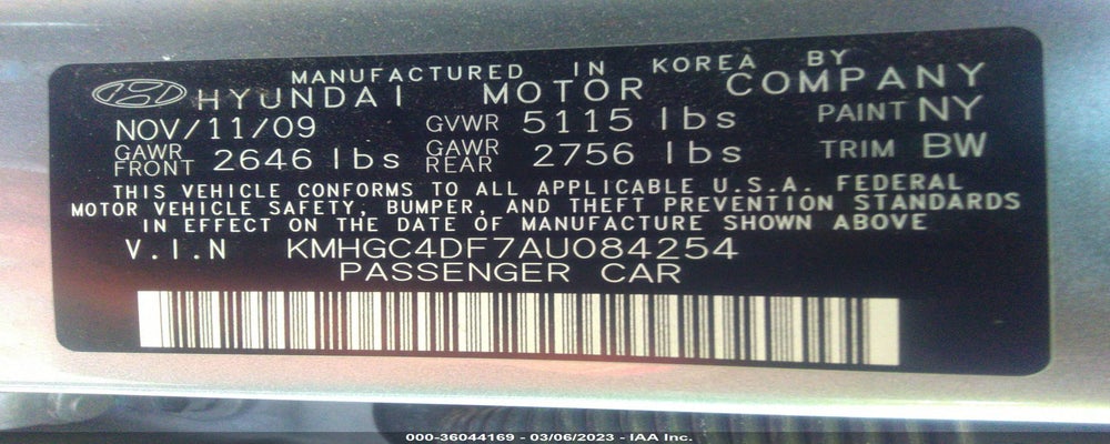 KMHGC4DF7AU084254 2010 HYUNDAI GENESIS photo no. 9