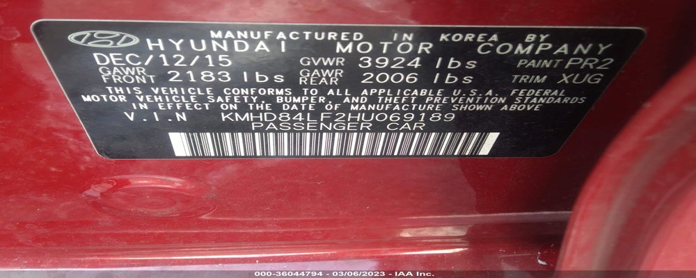 KMHD84LF2HU069189 2017 HYUNDAI ELANTRA photo no. 9