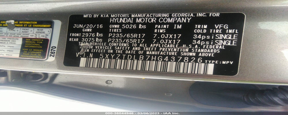 5XYZTDLB7HG437826 2017 HYUNDAI SANTA FE SPORT photo no. 9