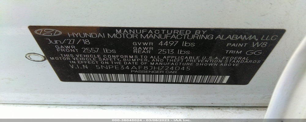 5NPE34AF8JH724045 2018 HYUNDAI SONATA photo no. 9