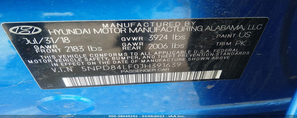 5NPD84LF0JH391639 2018 HYUNDAI ELANTRA photo no. 9