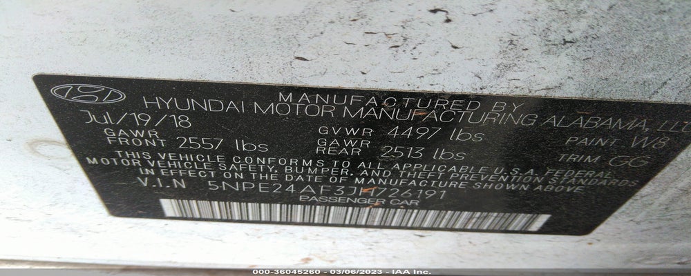 5NPE24AF3JH726191 2018 HYUNDAI SONATA photo no. 9