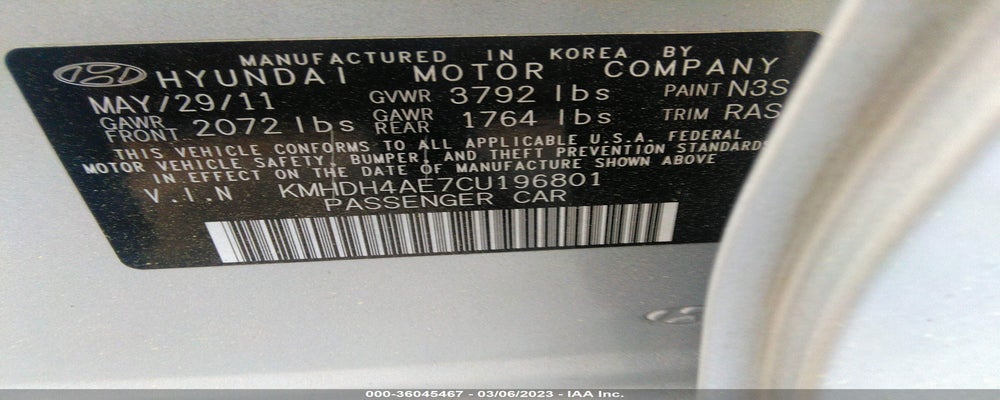 KMHDH4AE7CU196801 2012 HYUNDAI ELANTRA photo no. 9