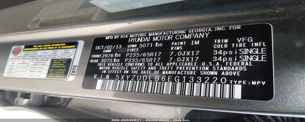 5XYZUDLB6EG133220 2014 HYUNDAI SANTA FE SPORT photo no. 9