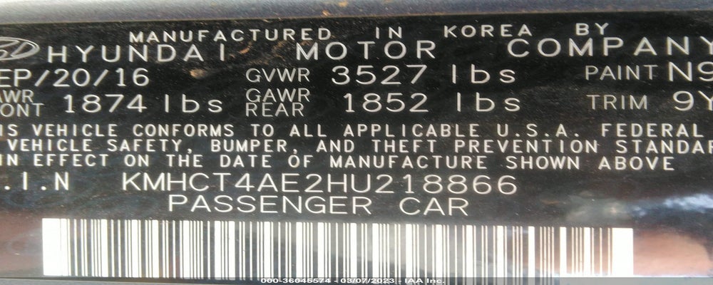 KMHCT4AE2HU218866 2017 HYUNDAI ACCENT photo no. 9