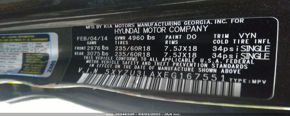 5XYZU3LAXEG167551 2014 HYUNDAI SANTA FE SPORT photo no. 9