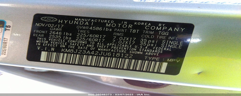 KM8J23A42JU618122 2018 HYUNDAI TUCSON photo no. 9