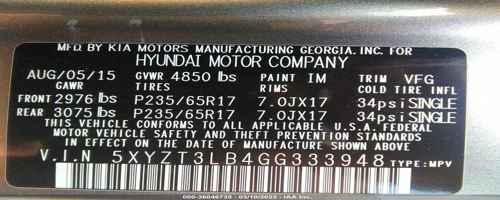5XYZT3LB4GG333948 2016 HYUNDAI SANTA FE SPORT photo no. 9