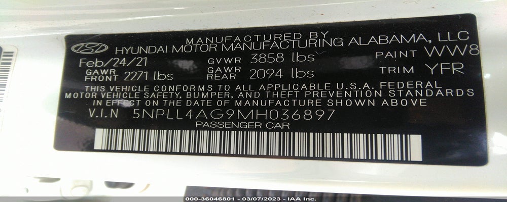 5NPLL4AG9MH036897 2021 HYUNDAI ELANTRA photo no. 9