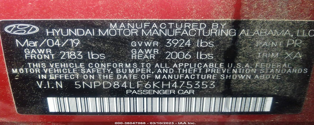 5NPD84LF6KH475353 2019 HYUNDAI ELANTRA photo no. 9