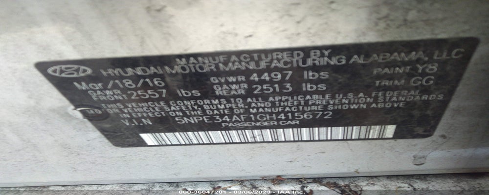 5NPE34AF1GH415672 2016 HYUNDAI SONATA photo no. 9