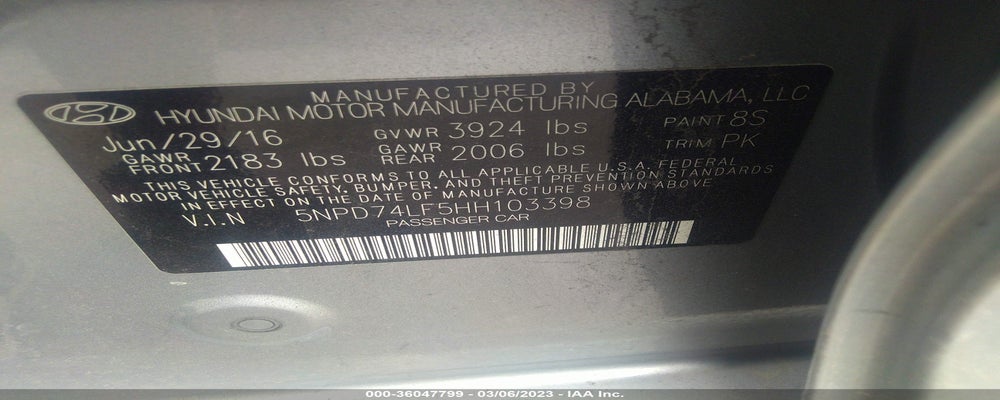 5NPD74LF5HH103398 2017 HYUNDAI ELANTRA photo no. 9