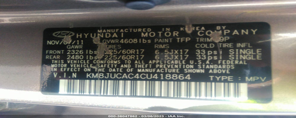 KM8JUCAC4CU418864 2012 HYUNDAI TUCSON photo no. 9