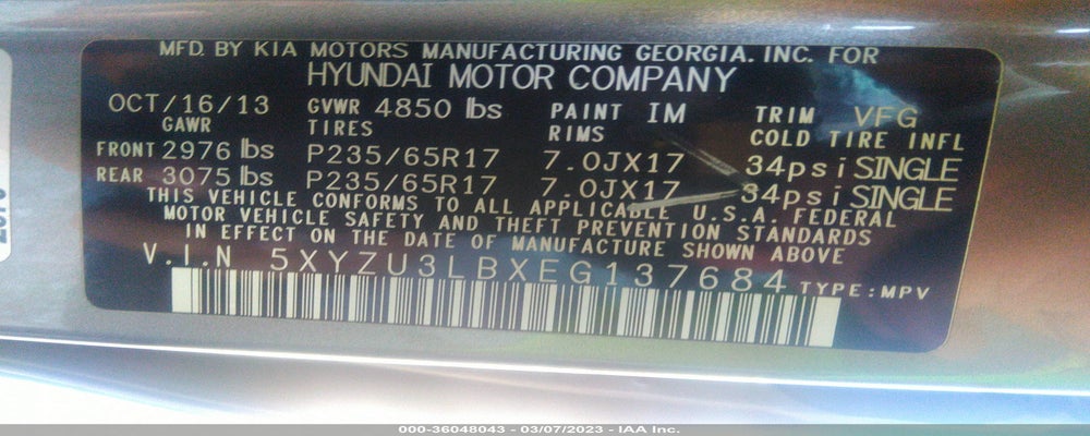 5XYZU3LBXEG137684 2014 HYUNDAI SANTA FE SPORT photo no. 9