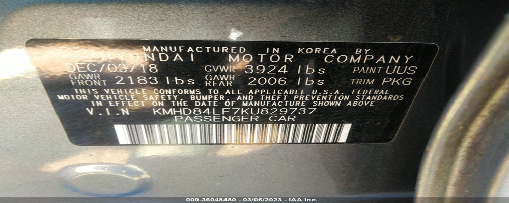 KMHD84LF7KU829737 2019 HYUNDAI ELANTRA photo no. 9