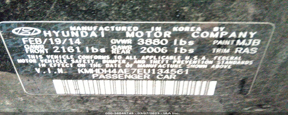 KMHDH4AE7EU134561 2014 HYUNDAI ELANTRA photo no. 9