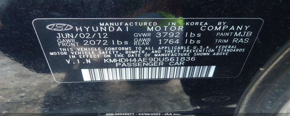 KMHDH4AE9DU561836 2013 HYUNDAI ELANTRA photo no. 9