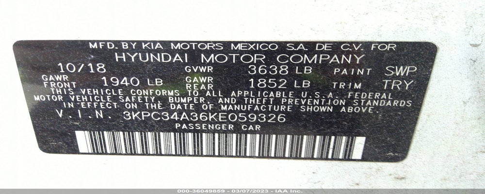 3KPC34A36KE059326 2019 HYUNDAI ACCENT photo no. 9