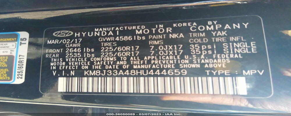 KM8J33A48HU444659 2017 HYUNDAI TUCSON photo no. 9