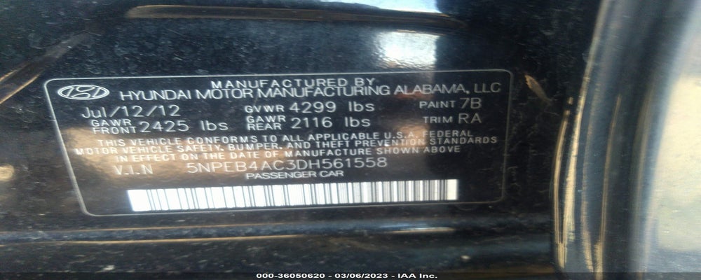 5NPEB4AC3DH561558 2013 HYUNDAI SONATA photo no. 9
