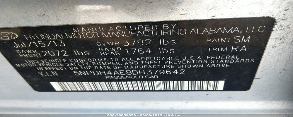 5NPDH4AE8DH379642 2013 HYUNDAI ELANTRA photo no. 9