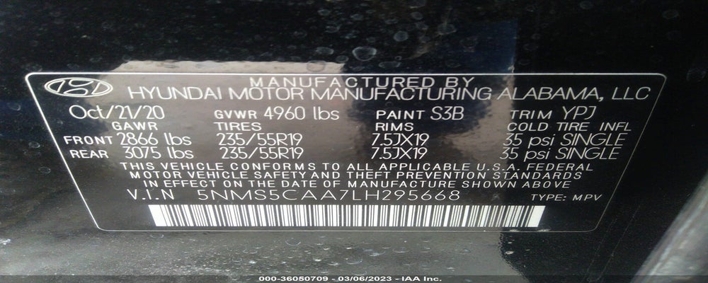 5NMS5CAA7LH295668 2020 HYUNDAI SANTA FE photo no. 9
