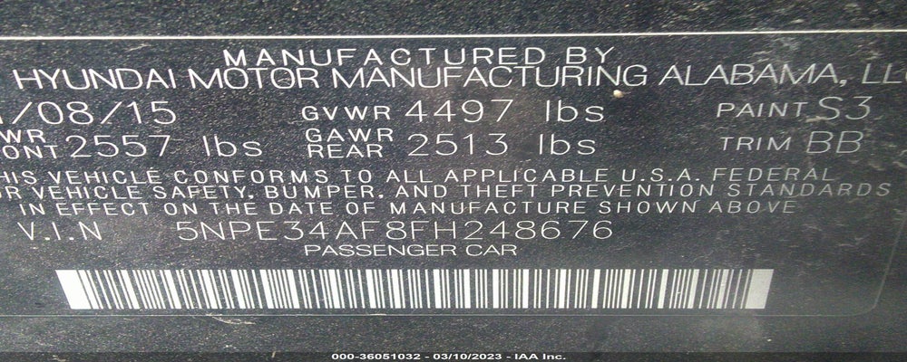 5NPE34AF8FH248676 2015 HYUNDAI SONATA photo no. 9