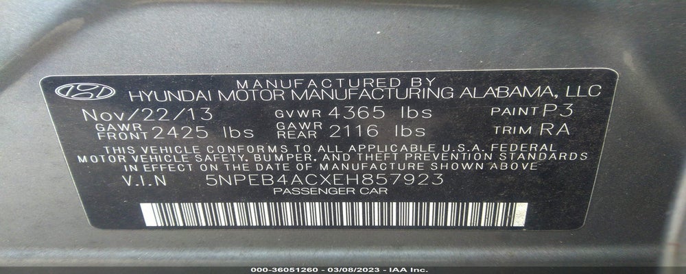 5NPEB4ACXEH857923 2014 HYUNDAI SONATA photo no. 9