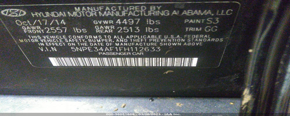 5NPE34AF1FH112633 2015 HYUNDAI SONATA photo no. 9