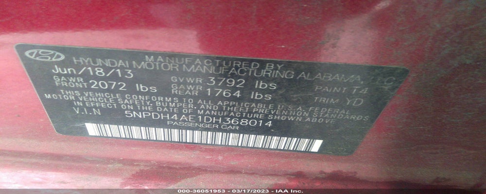 5NPDH4AE1DH368014 2013 HYUNDAI ELANTRA photo no. 9