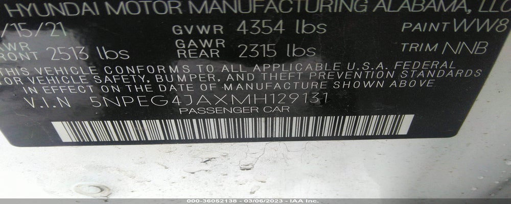 5NPEG4JAXMH129131 2021 HYUNDAI SONATA photo no. 9