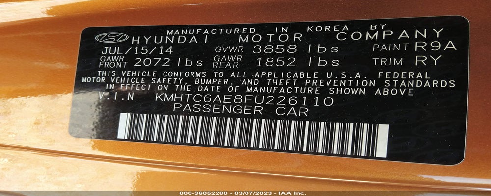 KMHTC6AE8FU226110 2015 HYUNDAI VELOSTER photo no. 9