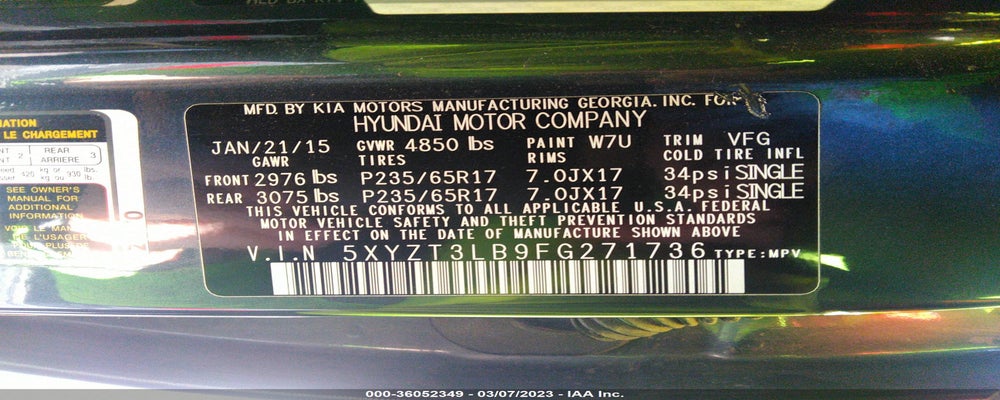 5XYZT3LB9FG271736 2015 HYUNDAI SANTA FE SPORT photo no. 9