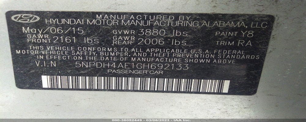5NPDH4AE1GH692133 2016 HYUNDAI ELANTRA photo no. 9